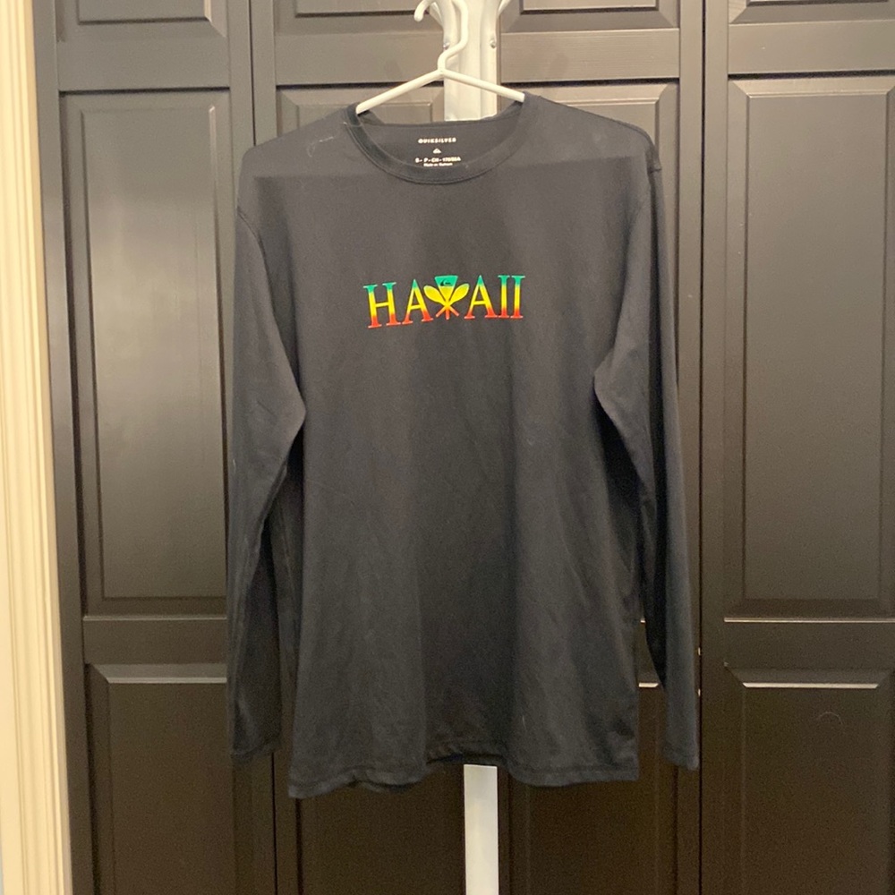 Quiksilver Mens Rash Guard - black Hawaii Size Small